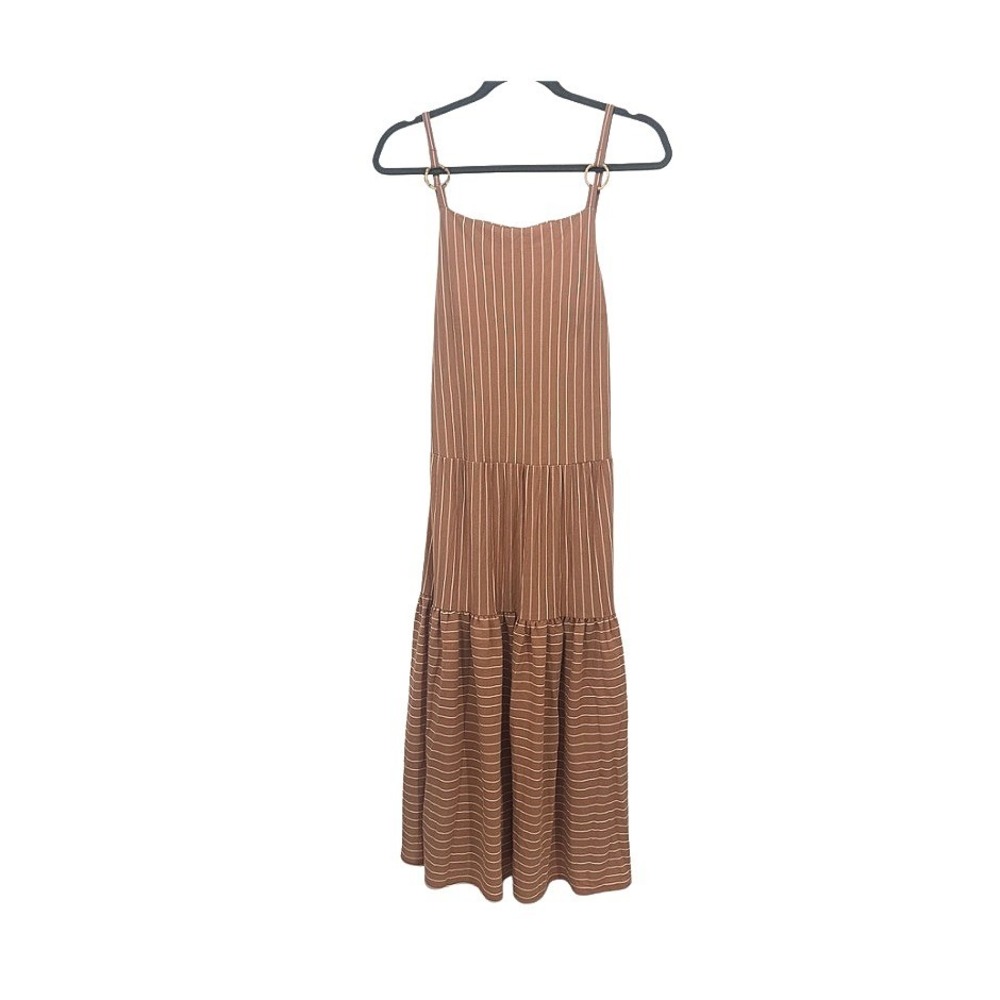 Universal Thread Striped Tiered Midi SunDress Brown Boho Vacation Summer MD/8
